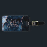 Étiquette À Bagage Marine Blue & Rose Gold Agate Mère de la chambre<br><div class="desc">Marine Blue & Rose Gold Foil Aquarelle Marbre Agate Géode Doré Design,  avec polices Moderne et Script. Marque à bagages Mariage tendance et chic Mère de la chambre ! ~ Regardez ma boutique pour voir l'ensemble de la suite mariage pour ce design!</div>