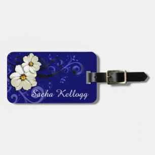 Étiquette À Bagage Marine de tourbillonnement florale moderne des