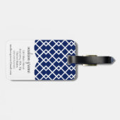 Étiquette À Bagage Marine Girly et trellis de diamant rose (Dos horizontal)