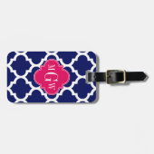 Étiquette À Bagage Marine Whats Marocain #5 Framboise 3 Monogramme in (Devant horizontal)