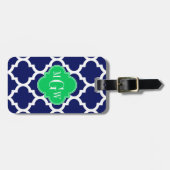 Étiquette À Bagage Marine White Marocain #5 Emerald 3 Monogramme init (Devant horizontal)