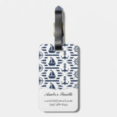 Étiquette À Bagage Maritime dans le motif bleu (Dos Vertical)