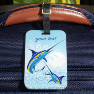 Étiquette À Bagage Marlin Bleu Jaillissant de l'Océan