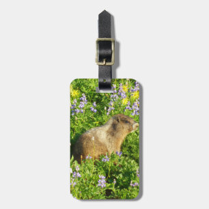 Étiquette À Bagage Marmotte dans les fleurs sauvages du mont Rainier