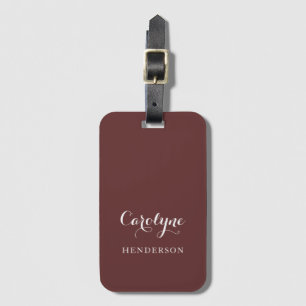 Étiquette À Bagage Maroon minimaliste moderne