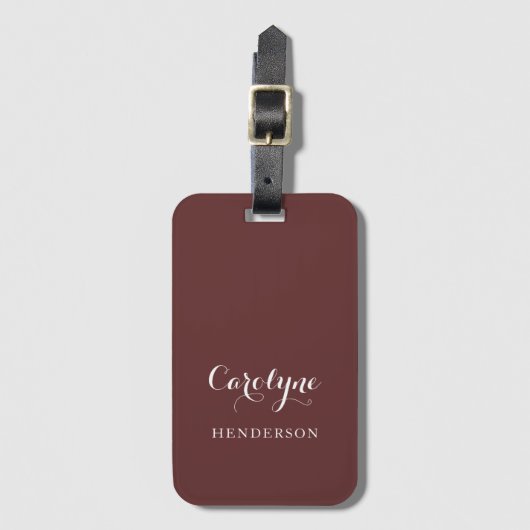 Étiquette À Bagage Maroon minimaliste moderne (Devant Vertical)
