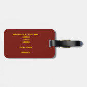 Étiquette À Bagage Maroon or basketballs motif couleurs de l'équipe (Dos horizontal)