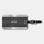 Étiquette À Bagage Marque à bagages de conception géométrique noir et (Devant horizontal)