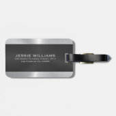 Étiquette À Bagage Marque à bagages de conception géométrique noir et (Dos horizontal)