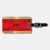 Étiquette À Bagage Marque de bagage de conception géométrique rouge e (Devant horizontal)