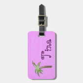 Étiquette À Bagage Marque de bagage de palmier de Fuchsia (Devant Vertical)