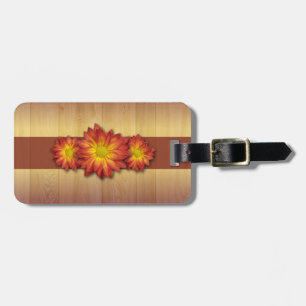 Étiquette À Bagage Marque de bagage de tournesol jaune orange en bois