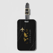 Étiquette À Bagage Marque de bagage de voyage noire avec nom (Devant Vertical)