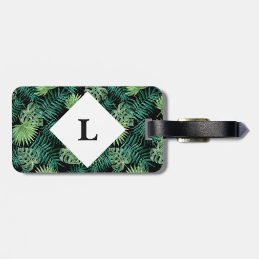 Étiquette À Bagage Marque de bagage Feuille Tropical personnalisée (Dos horizontal)