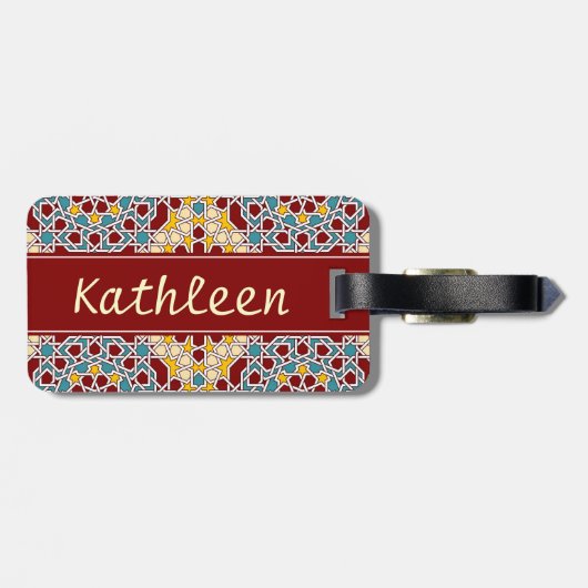 Étiquette À Bagage Marque de bagage motif géométrique islamique (Dos horizontal)