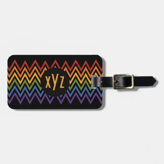Étiquette À Bagage Marque de bagage personnalisée Rainbow Chevron (Devant horizontal)