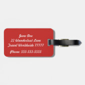 Étiquette À Bagage Marque de bagages rouge et blanc (Dos horizontal)