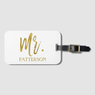 Étiquette À Bagage Marque de sac à bagages Gold Foil Nom