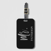 Étiquette À Bagage Marque de sac à bagages Silver Foil Nom (Devant Vertical)