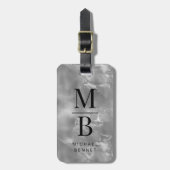 Étiquette À Bagage Marque Élégante Grise Monogrammée (Devant Vertical)