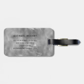 Étiquette À Bagage Marque Élégante Grise Monogrammée (Dos horizontal)