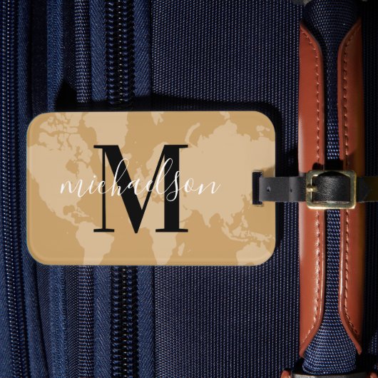 Étiquette À Bagage Marque Monogramme de Carte du Monde Cognac (Insitu Rectoal 4)