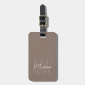 Étiquette À Bagage Marque Monogramme Moderne Taupe (Devant Vertical)