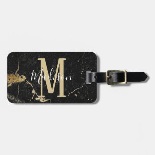 Étiquette À Bagage Marque noire Monogram Gold