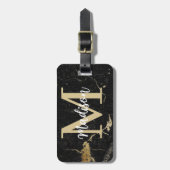 Étiquette À Bagage Marque noire Monogram Gold (Devant Vertical)