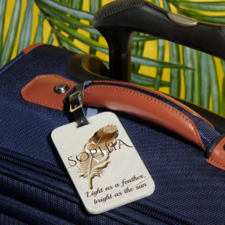 Étiquette À Bagage Marque-page personnalisé en plume marron chaud