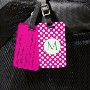 Étiquette À Bagage Marque-page vert points noirs rose vif Couleurs vi