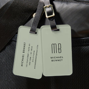Étiquette À Bagage Marque-page Vert Sauge Moderne
