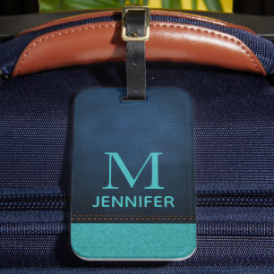 Étiquette À Bagage Marque personnalisée en faux cuir bleu