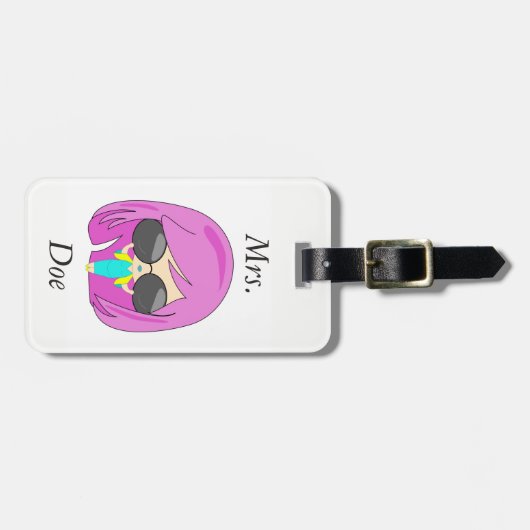 Étiquette À Bagage Marque pour fille de mode (Devant horizontal)