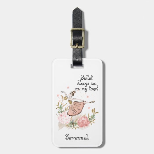 Étiquette À Bagage Marque pour filles Ballet, Ballerina (Devant Vertical)