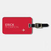 Étiquette À Bagage Marque rouge avec mon nom (Devant horizontal)