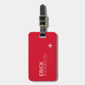 Étiquette À Bagage Marque rouge avec mon nom (Devant Vertical)