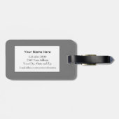 Étiquette À Bagage Marque Simple Moderne Élégante Grise Voyage (Dos horizontal)