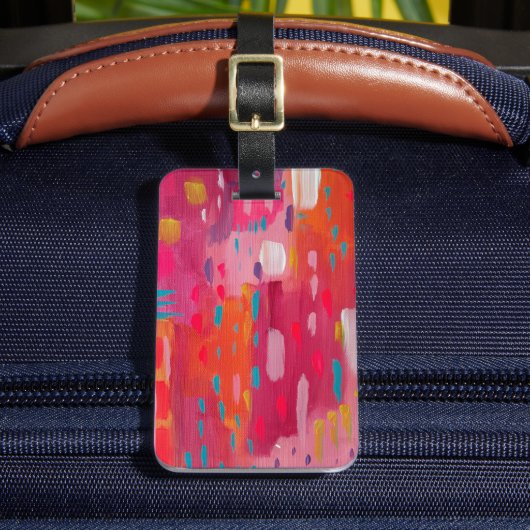 Étiquette À Bagage Marques de pinceau rose et orange Abstraites (Insitu Rectoal 2)