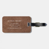 Étiquette À Bagage Marron Moderne Monogramme  (Dos horizontal)