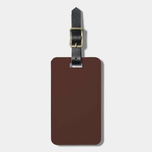 Étiquette À Bagage Marron Uni avec Texte Blanc (Devant Vertical)