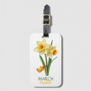 Étiquette À Bagage Mars Anniversaire Daffodique Fleur de naissance pe