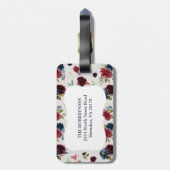 Étiquette À Bagage Marsala & Marine Floral Shabby Chic Monogramme Per (Dos Vertical)