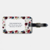 Étiquette À Bagage Marsala & Marine Floral Shabby Chic Monogramme Per (Dos horizontal)