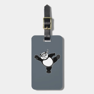 Étiquette À Bagage Martial Arts Panda - Gris