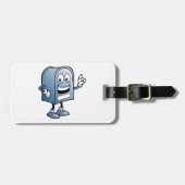 Étiquette À Bagage Mascotte de boîte aux lettres joyeux bleu caractèr (Devant horizontal)