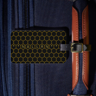 Étiquette À Bagage Masculine & classe nid d'abeille motif noir jaune