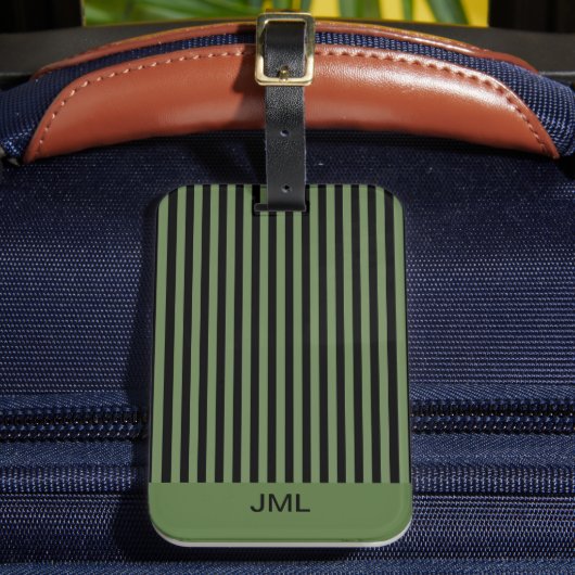 Étiquette À Bagage Masculine élégante Gris vert foncé et noir (Insitu Rectoal 2)