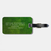 Étiquette À Bagage Masculine en cuir vert gras monogramme (Dos horizontal)