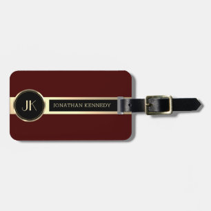 Étiquette À Bagage Masculine Executive Red & Gold Metal monogramme